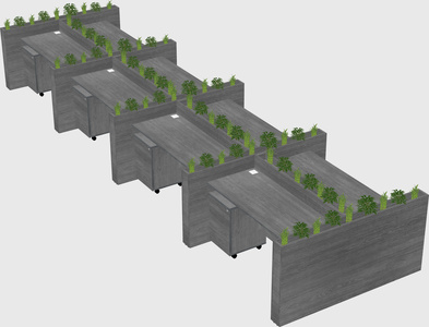 Rectangular shared desk