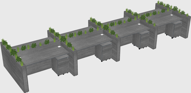 Rectangular shared desk