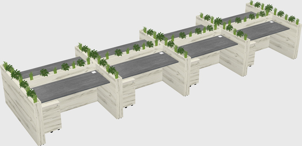 Rectangular shared desk