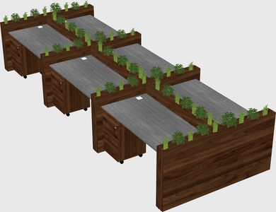 Rectangular shared desk