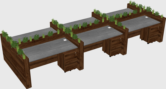 Rectangular shared desk
