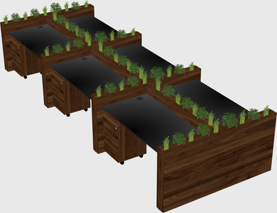 Rectangular shared desk