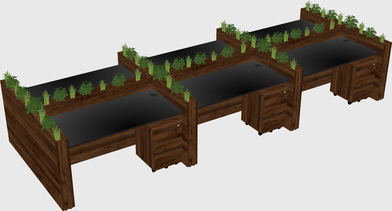 Rectangular shared desk
