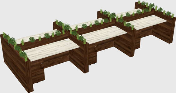 Rectangular shared desk