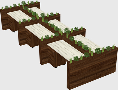 Rectangular shared desk