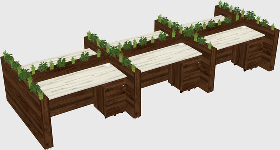 Rectangular shared desk
