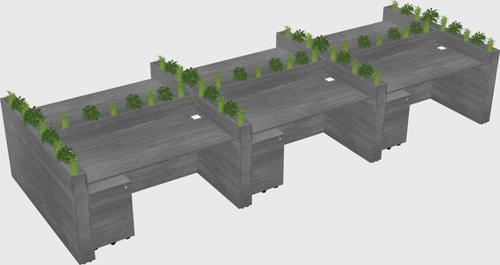 Rectangular shared desk