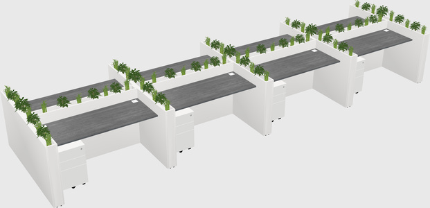 Rectangular shared desk