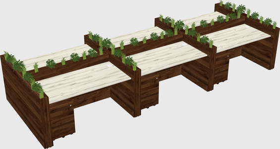 Rectangular shared desk