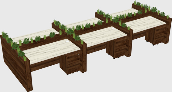 Rectangular shared desk