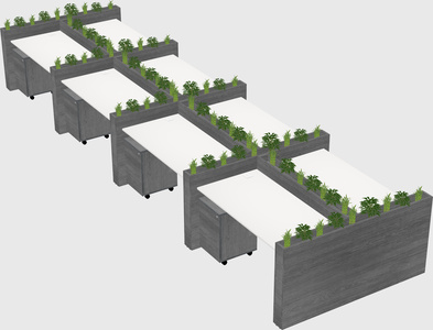 Rectangular shared desk