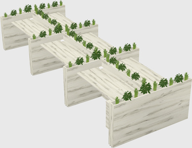 Rectangular shared desk