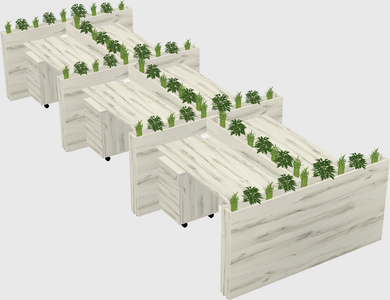 Rectangular shared desk