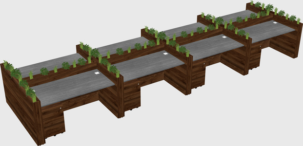 Rectangular shared desk