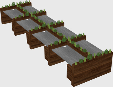 Rectangular shared desk