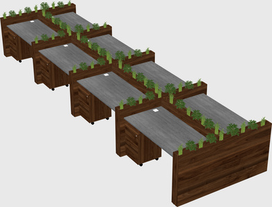 Rectangular shared desk