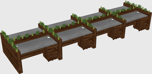 Rectangular shared desk