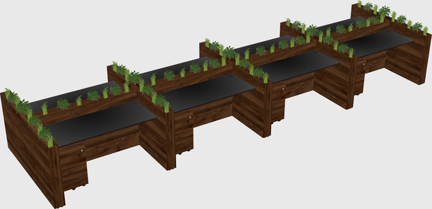 Rectangular shared desk