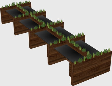 Rectangular shared desk