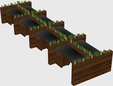 Rectangular shared desk