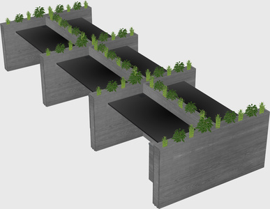 Rectangular shared desk