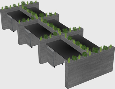 Rectangular shared desk