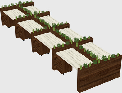 Rectangular shared desk