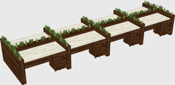 Rectangular shared desk