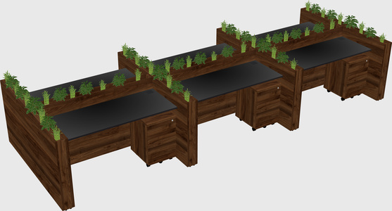 Rectangular shared desk