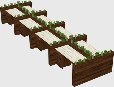Rectangular shared desk