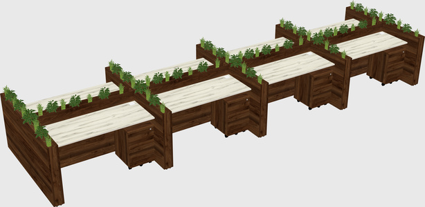 Rectangular shared desk