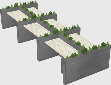 Rectangular shared desk