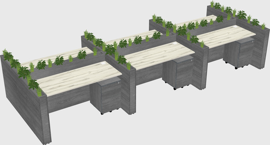 Rectangular shared desk