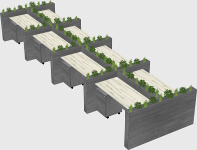 Rectangular shared desk