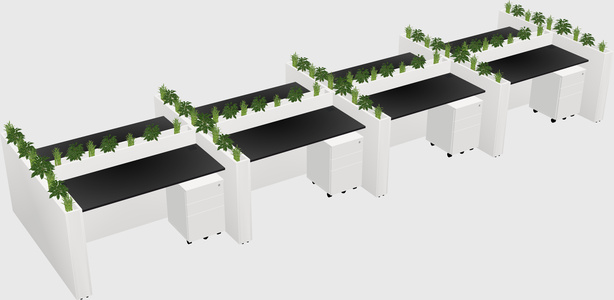 Rectangular shared desk