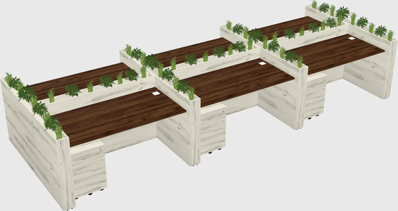 Rectangular shared desk