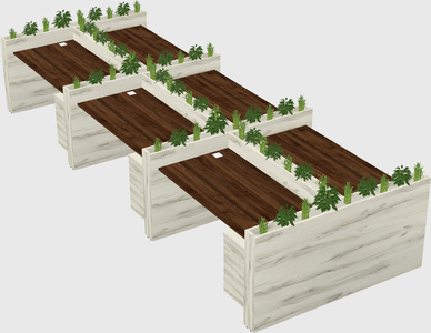Rectangular shared desk