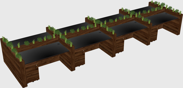 Rectangular shared desk