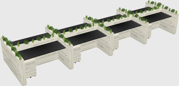 Rectangular shared desk