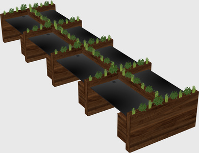 Rectangular shared desk