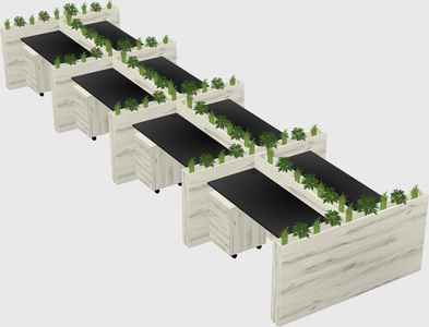 Rectangular shared desk