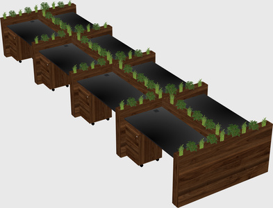 Rectangular shared desk