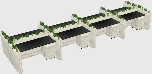 Rectangular shared desk