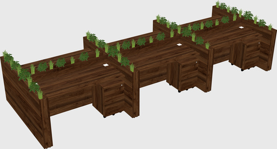 Rectangular shared desk