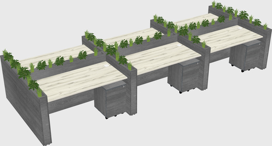 Rectangular shared desk