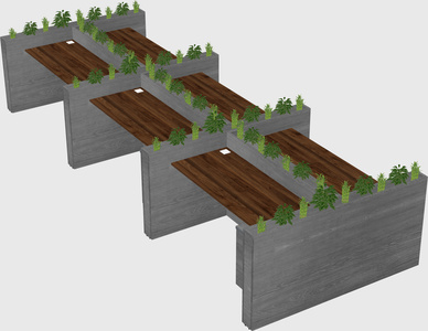 Rectangular shared desk