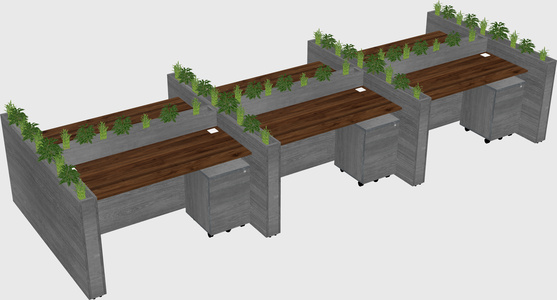 Rectangular shared desk
