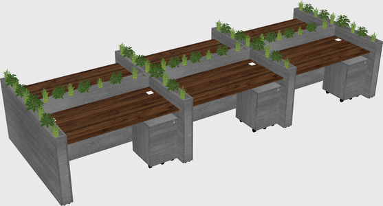 Rectangular shared desk