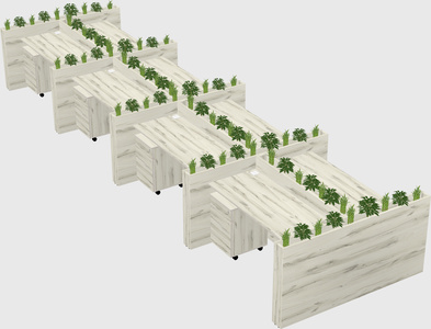 Rectangular shared desk