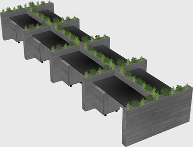 Rectangular shared desk